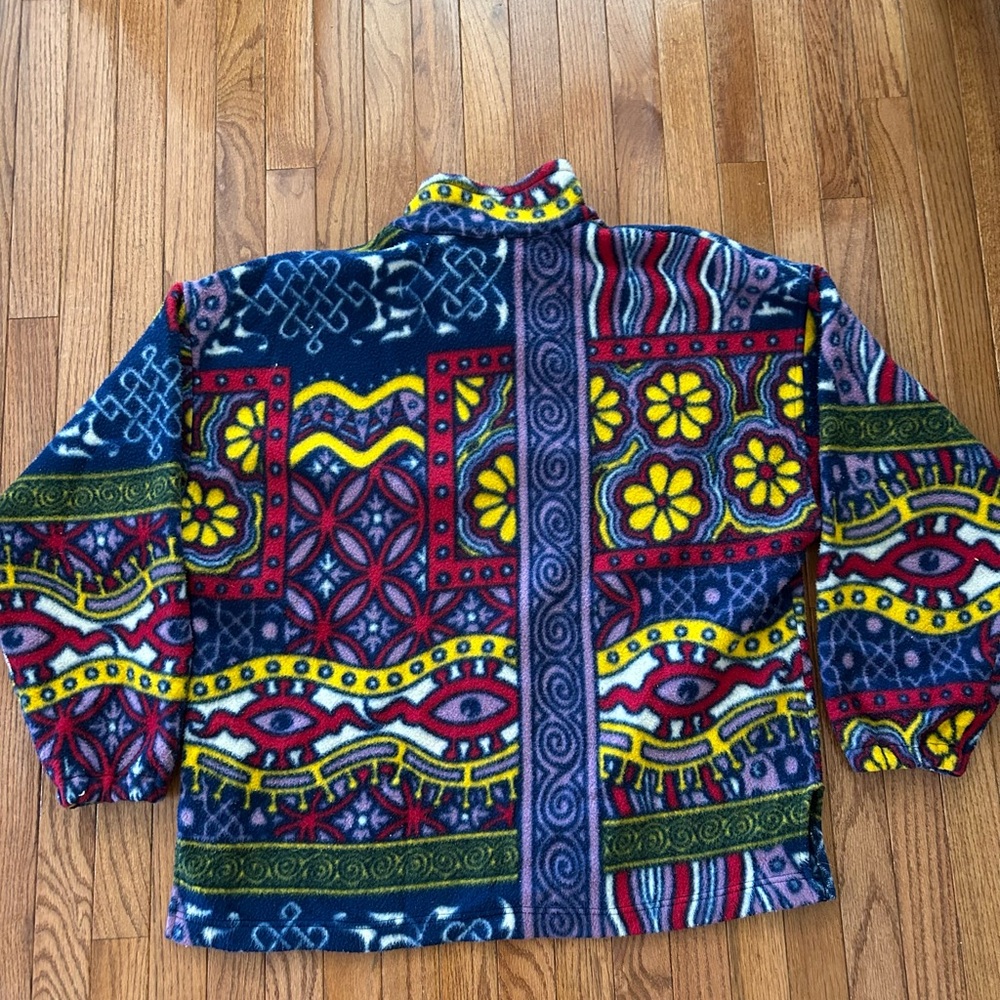 Colorful Patterned Fleece Pullover - image 4